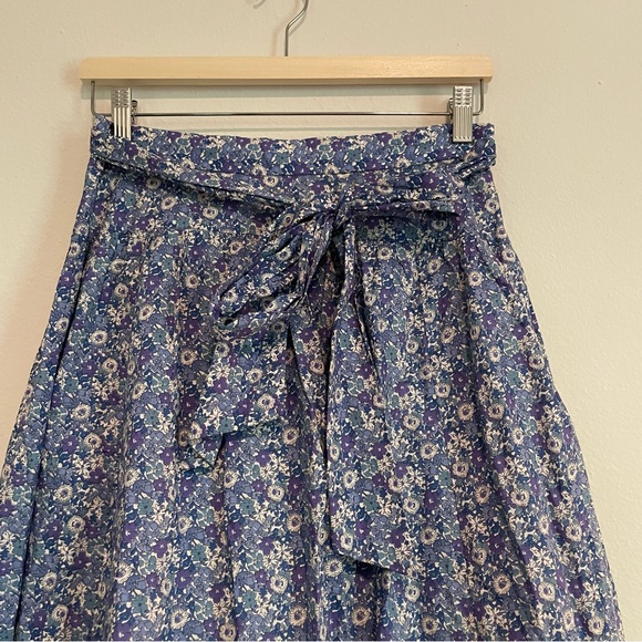 J. Crew Blue, Purple Floral Tie-Waist Maxi Skirt Liberty Delilah Flowers, Size 4 - Picture 4 of 5